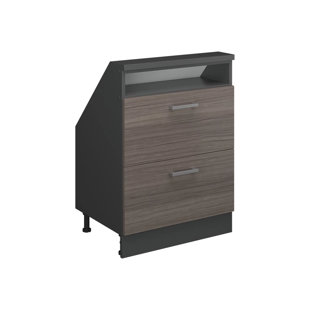 Kast voor schuine wand Rion Edel grijs/antraciet met 2 laden Vicco