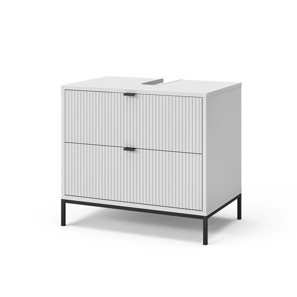 Wastafelonderkast Eliza Wit 70 x 63 cm Met 2 uittrekbare laden Vicco