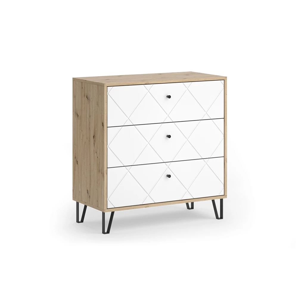 Dressoir Nizza Artisanaal eiken 80.2 x 82.6 cm met 3 lades Vicco