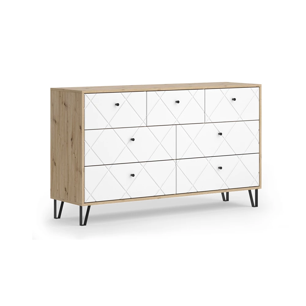 Dressoir Nizza Artisanaal eiken 140.2 x 82.6 cm met 7 lades Vicco