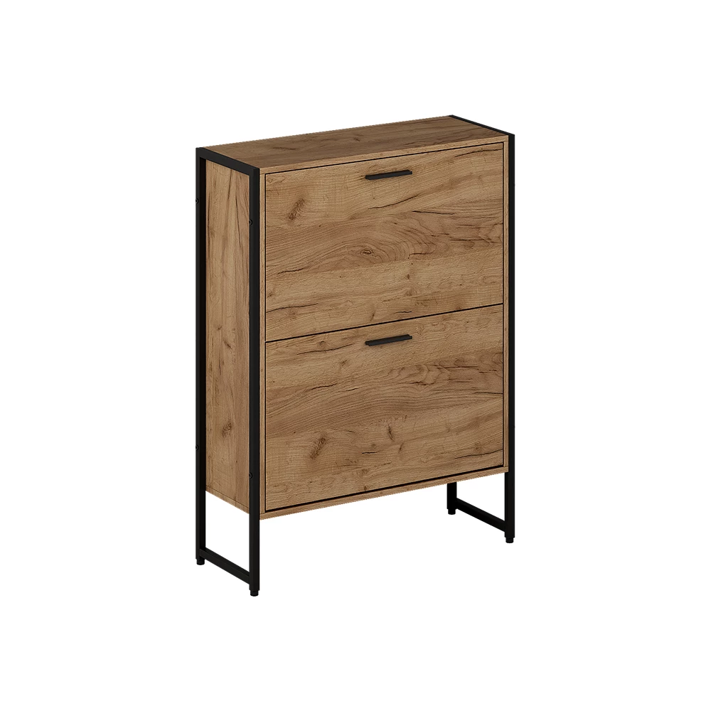 Schoenklaprek Folda Goldkraft eik/zwart 63 x 83 cm met 2 kantelcompartimenten Vicco