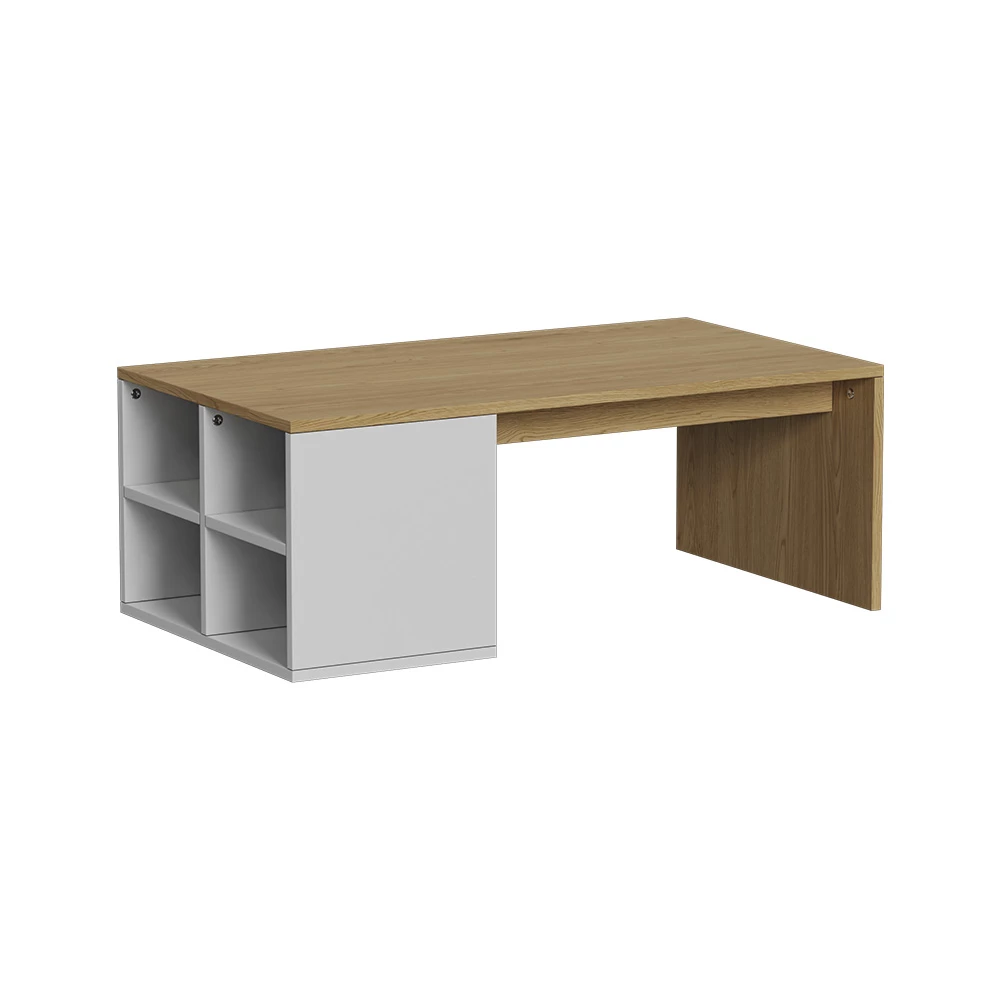 Salontafel Kivo Wit 90 x 50 cm met 4 open vakken Vicco