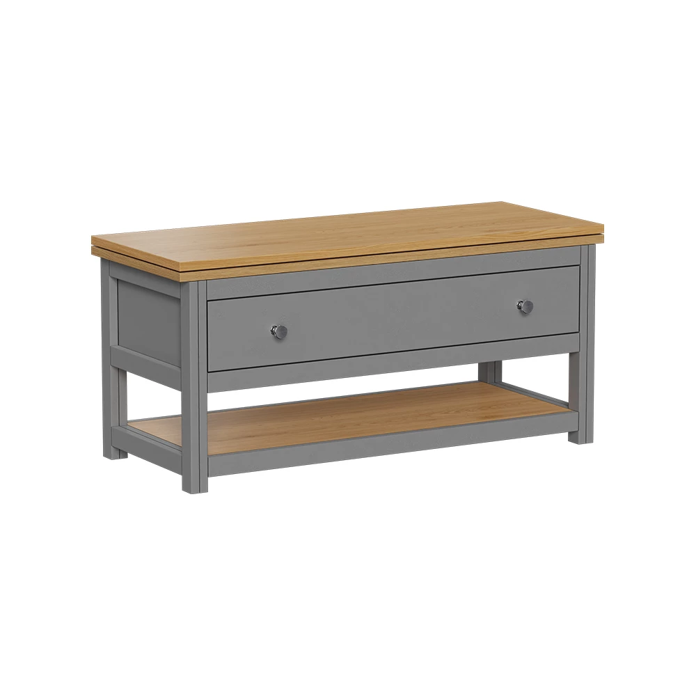 Salontafel Vikla Antraciet/eiken 100 x 40 cm met uitklapbaar tafelblad Vicco