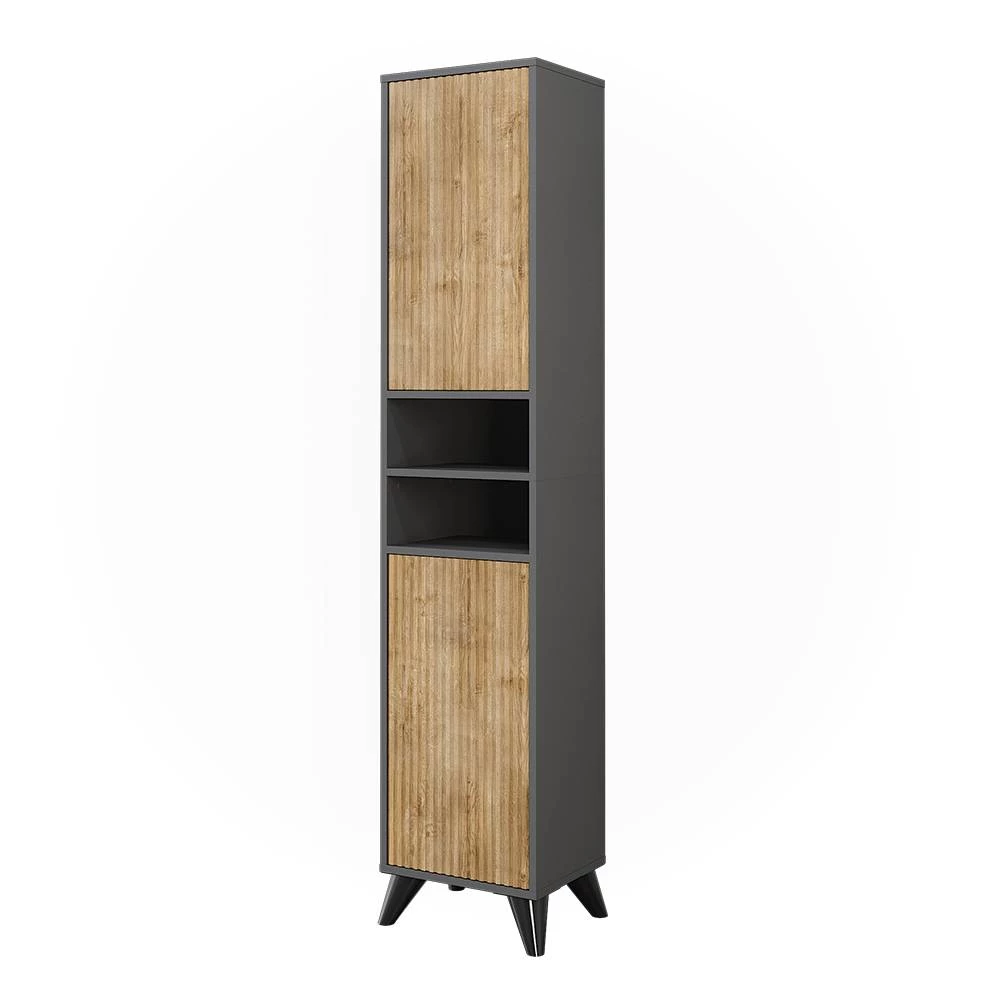 Badkamermeubel Leano Antraciet/berg eik 38 x 180 cm met 2 deuren Vicco