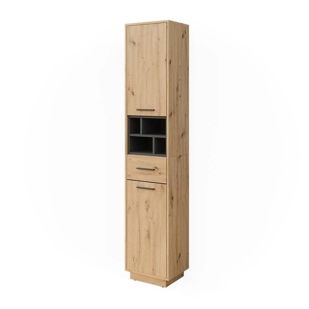 Badkamerkast Beatrice Artisanaal eiken/antraciet 38 x 190 cm met deuren, lade Vicco