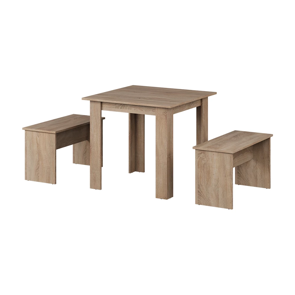 Eettafel set Sentio Sonoma 80 x 80 cm met 2 banken Vicco