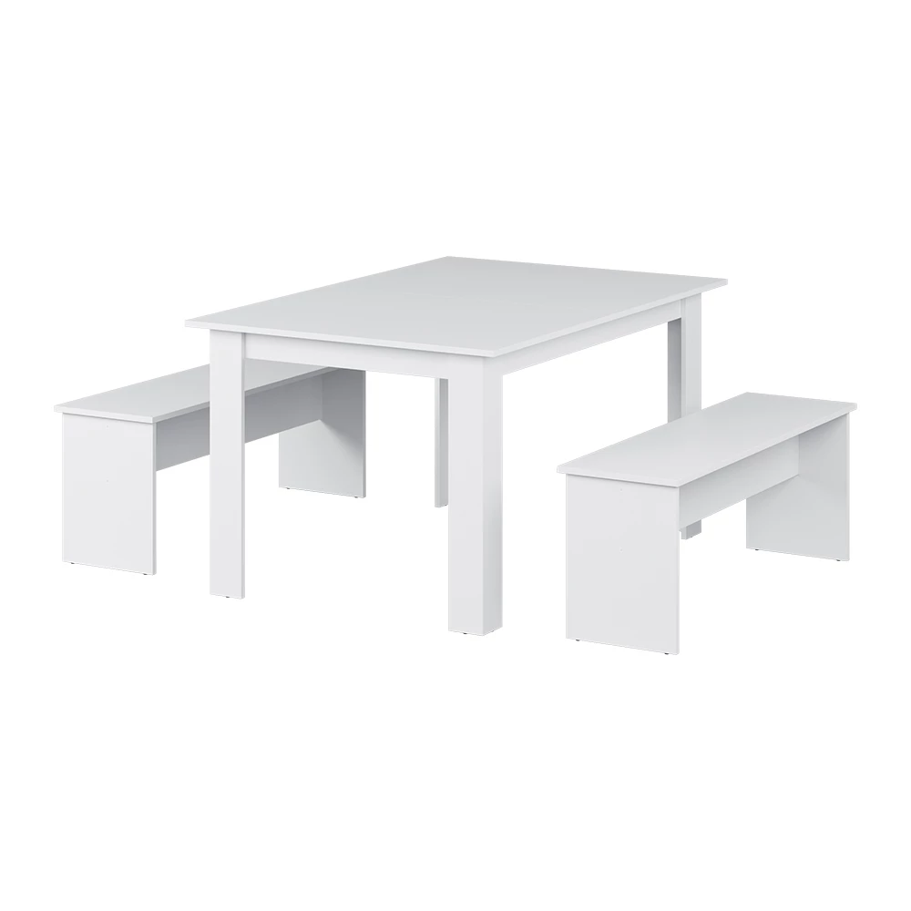 Eettafel set Sentio Wit 137.6 x 92.8 cm met 2 banken Vicco