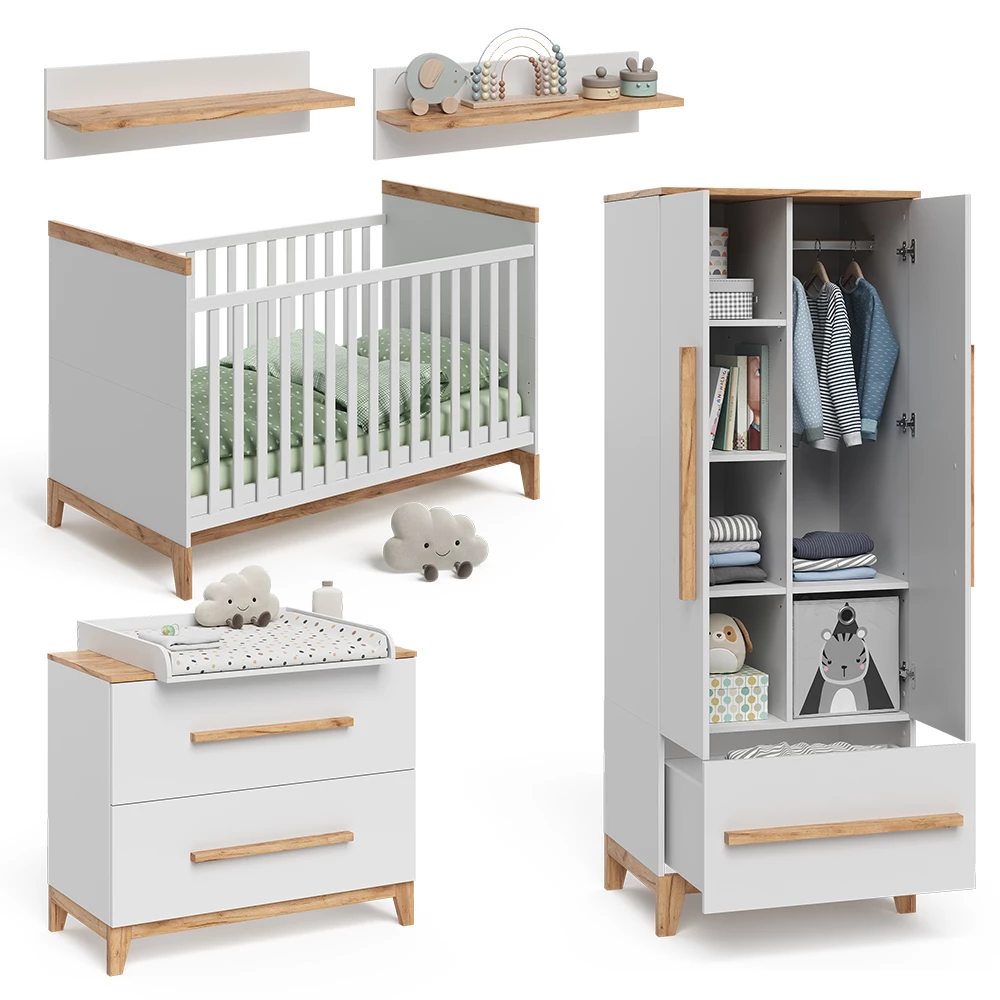 Kinderkamer set Malia Wit/eiken Set van 4 Vitalispa