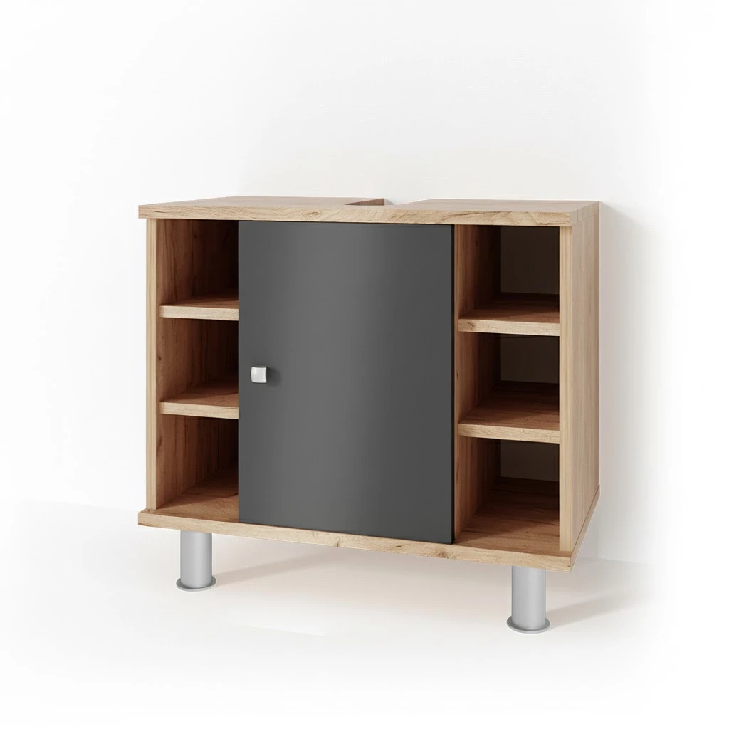 Wastafelonderkast Fynn Antraciet/gouden eik 60 x 54 cm Vicco