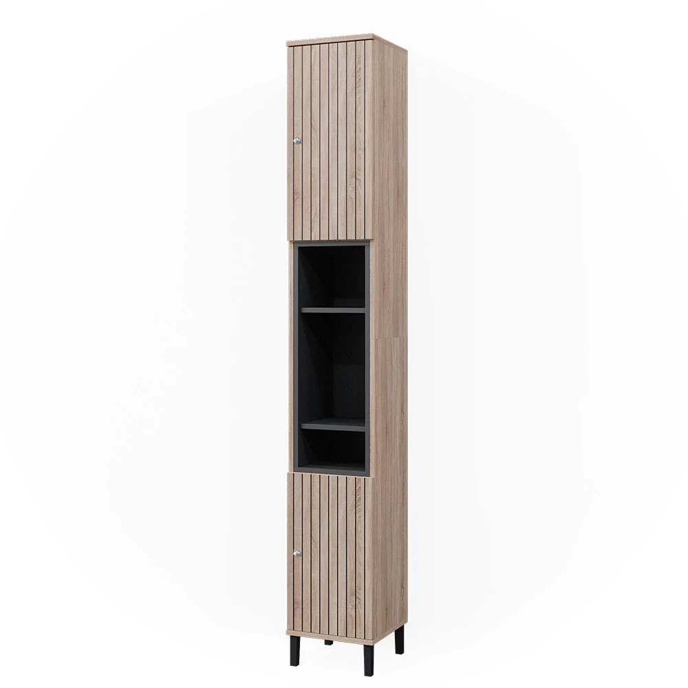 Badkamerkast Aquis Sonoma 30 x 190 cm met deuren en open vakken Vicco