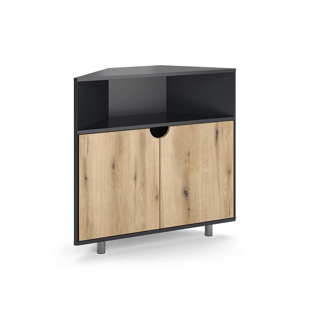 Sideboard Inaro Antraciet/eiken 79 x 76 cm met 3 compartimenten Vicco