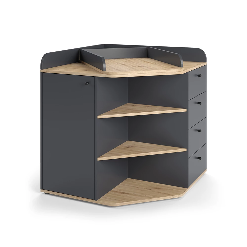 Commode Aria Antraciet/Artisan 85 x 90 cm met legplanken en 4 laden Vicco