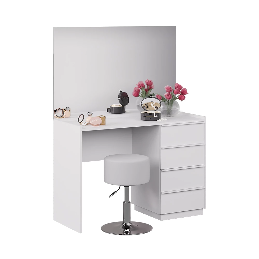 Kaptafel Viktoria Wit 110 cm met spiegel en krukje Vicco