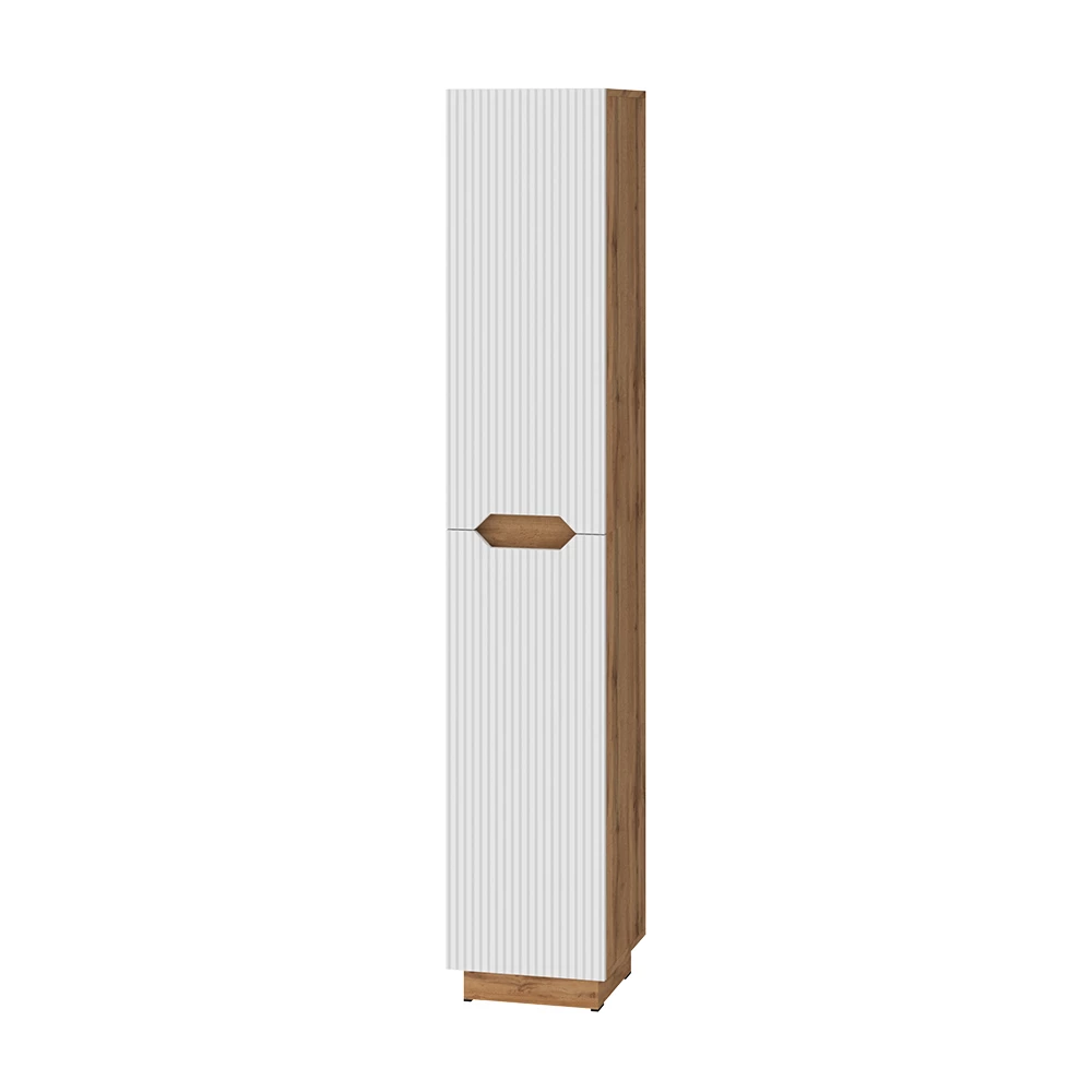 Badkamerkast Lotta Eiken/wit gestreept 33 x 186 cm met 2 deuren Vicco