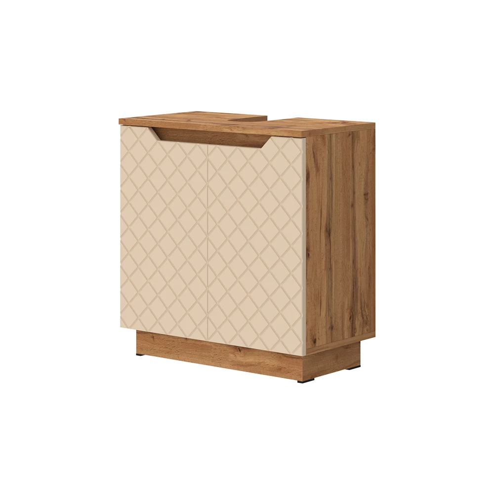 Wastafelonderkast Lotta Eiken/kasjmier met tegelstructuur 58.9 x 62.1 cm met 2 deuren Vicco