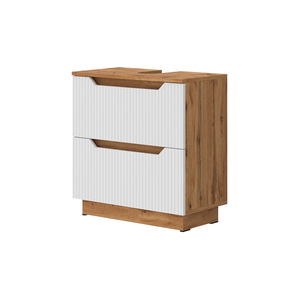 Wastafelonderkast Lotta Eiken/wit gestreept 59.8 x 62.5 cm met 2 laden Vicco