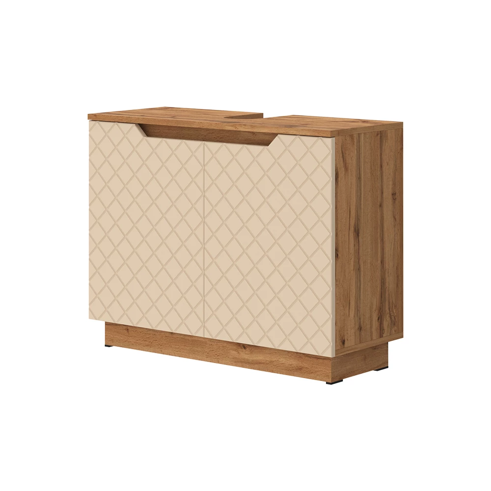Wastafelonderkast Lotta Eiken/kasjmier met tegelstructuur 79.6 x 62.1 cm met 2 deuren Vicco