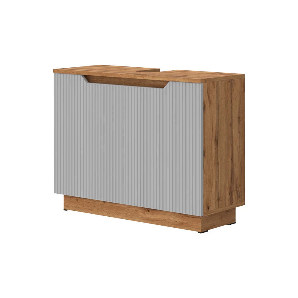 Wastafelonderkast Lotta Eiken/grijs gestreept 79.6 x 62.1 cm met 2 deuren Vicco