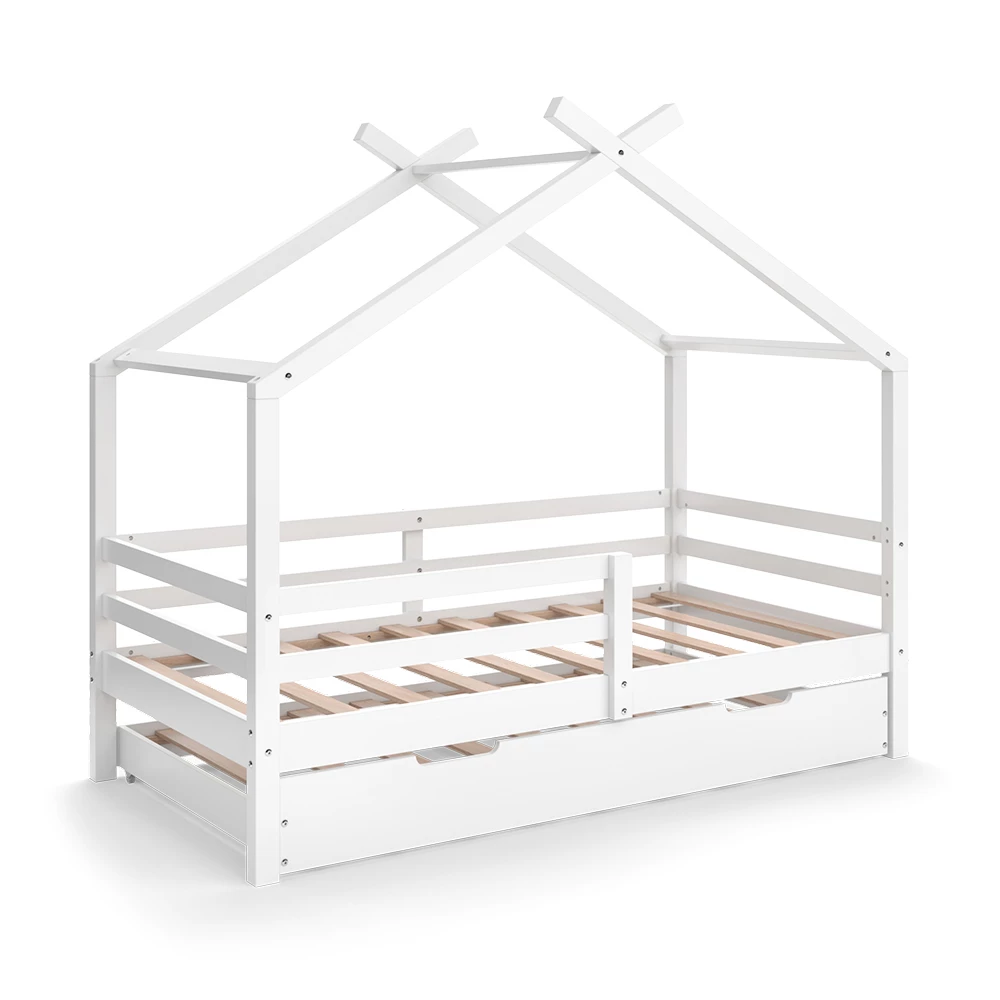 Huisbed Luni Wit 160 x 80 cm met uitschuifbaar logeerbed Vitalispa