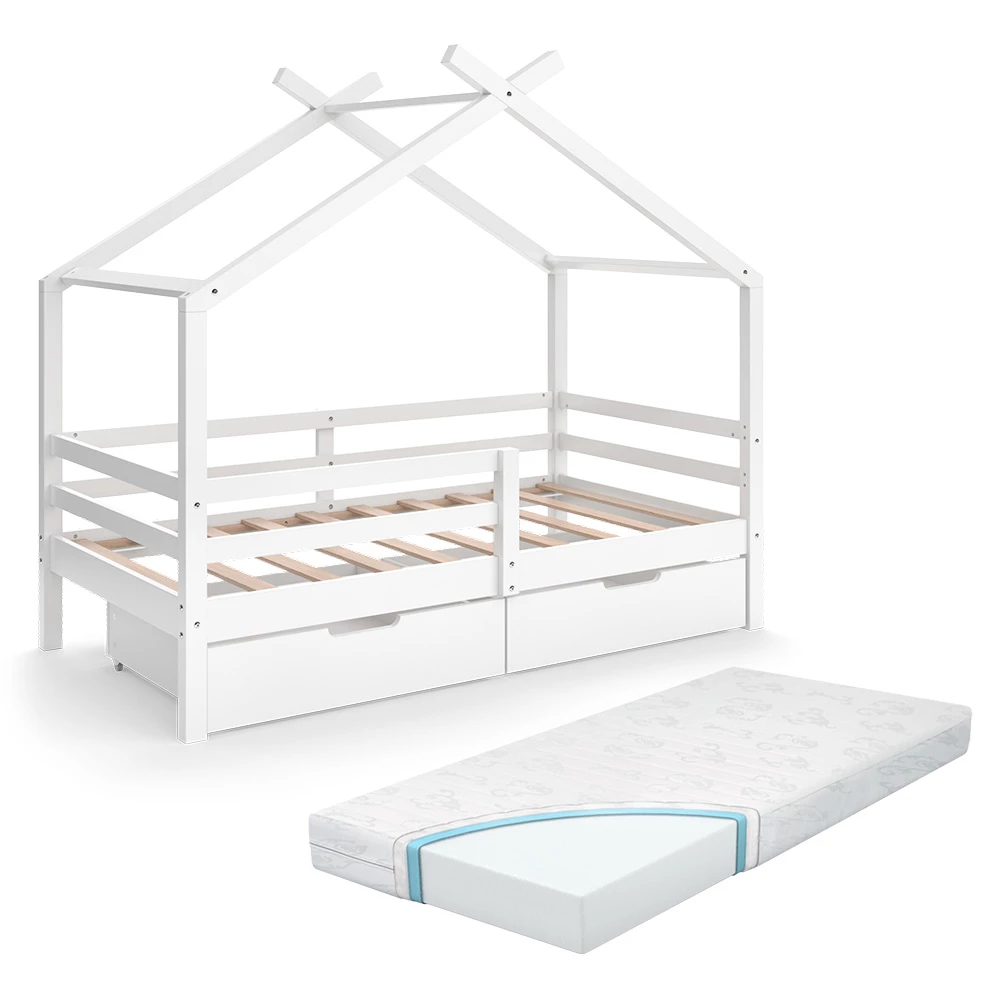 Huisbed Luni Wit 160 x 80 cm met opbergboxen en matras Vitalispa