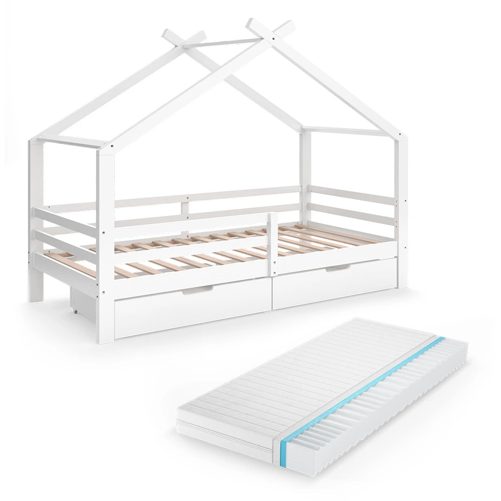 Huisbed Luni Wit 200 x 90 cm met laden en matras Vitalispa