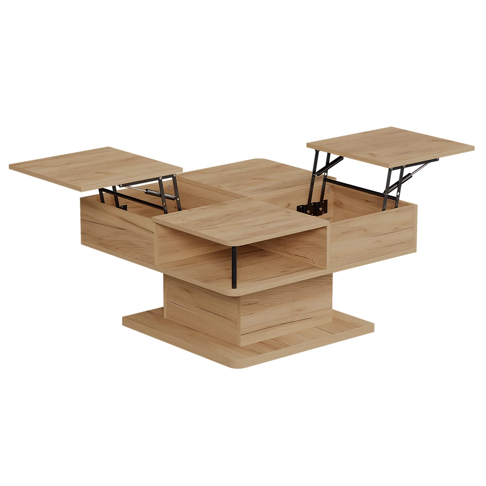 Salontafel Movira Krachtige eik goud 80 x 45 cm met opbergvakken Vicco
