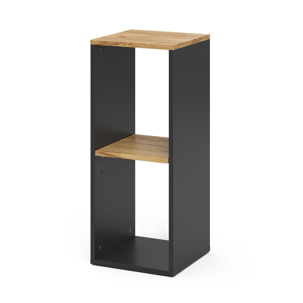 Boekenplank Tomy Antraciet/gouden eik 30 x 74 cm met 2 open vakken Vicco