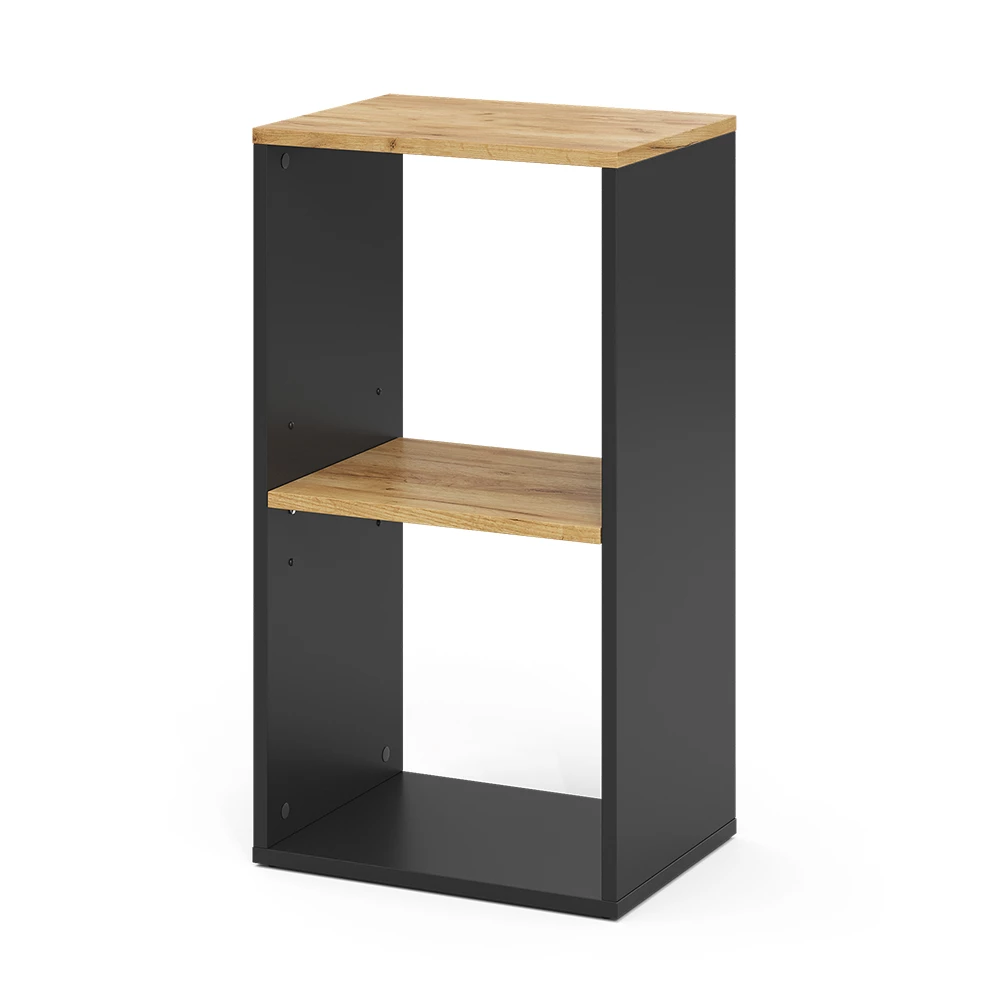 Boekenplank Tomy Antraciet/gouden eik 40 x 74 cm met 2 open vakken Vicco