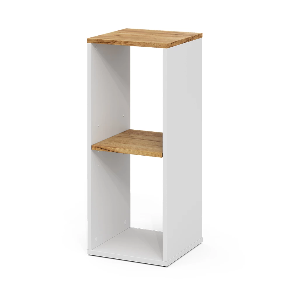Boekenkast Tomy Eik wit/goud 30 x 74 cm met 2 open vakken Vicco