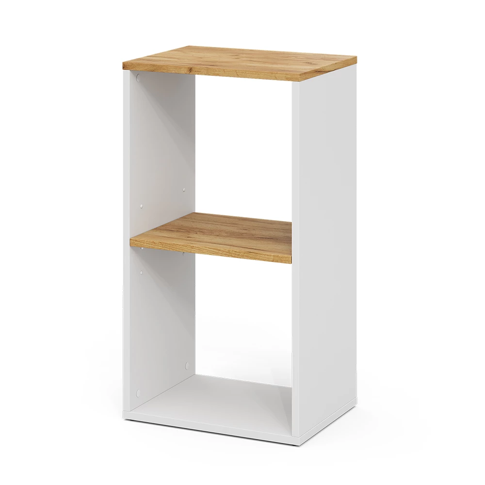 Boekenkast Tomy Eik wit/goud 40 x 74 cm met 2 open vakken Vicco
