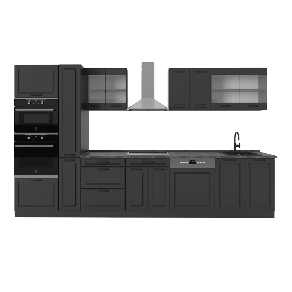 Complete keuken R-Line Antraciet landhuis/antraciet 350 cm , WB Antraciet Vicco