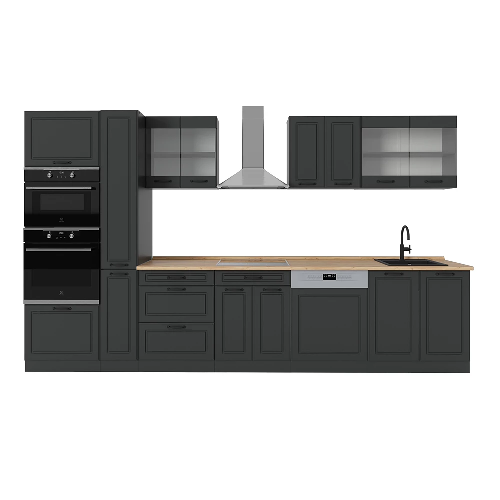 Complete keuken R-Line Antraciet landhuis/antraciet 350 cm , WB Eik Vicco