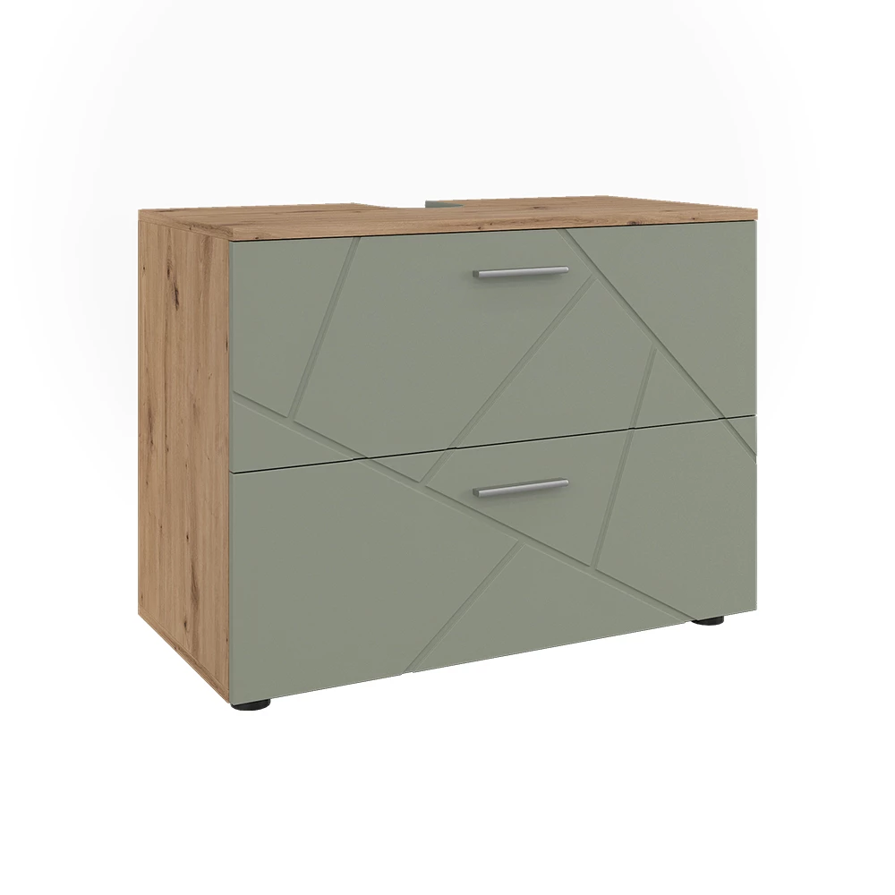 Wastafelonderkast Irma Saliegroen 80 x 58.6 cm met laden Vicco