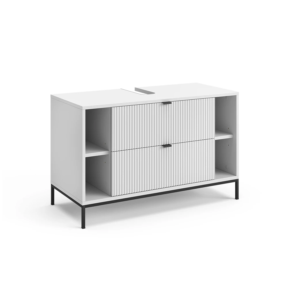 Wastafelonderkast Eliza Wit 100 x 63 cm Met 2 uittrekbare laden Vicco
