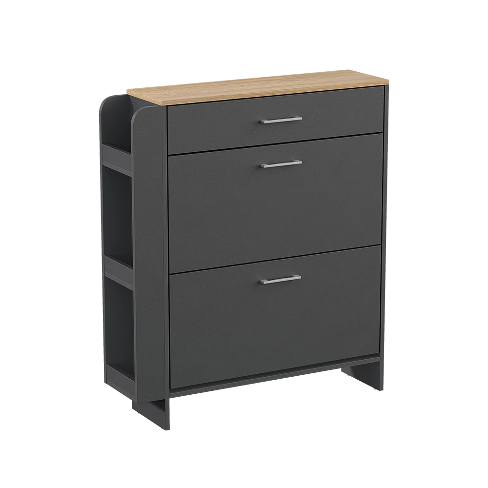Schoenenkast Movino Antraciet/eiken 88.4 x 101.6 cm Met open en gesloten compartimenten Vicco