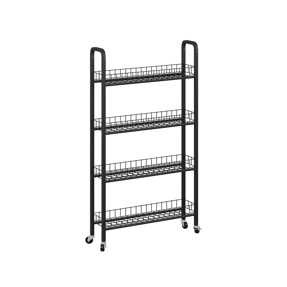 Verrijdbaar ladeblok Rolivo Zwart 58 x 15 cm met 4 compartimenten Vicco