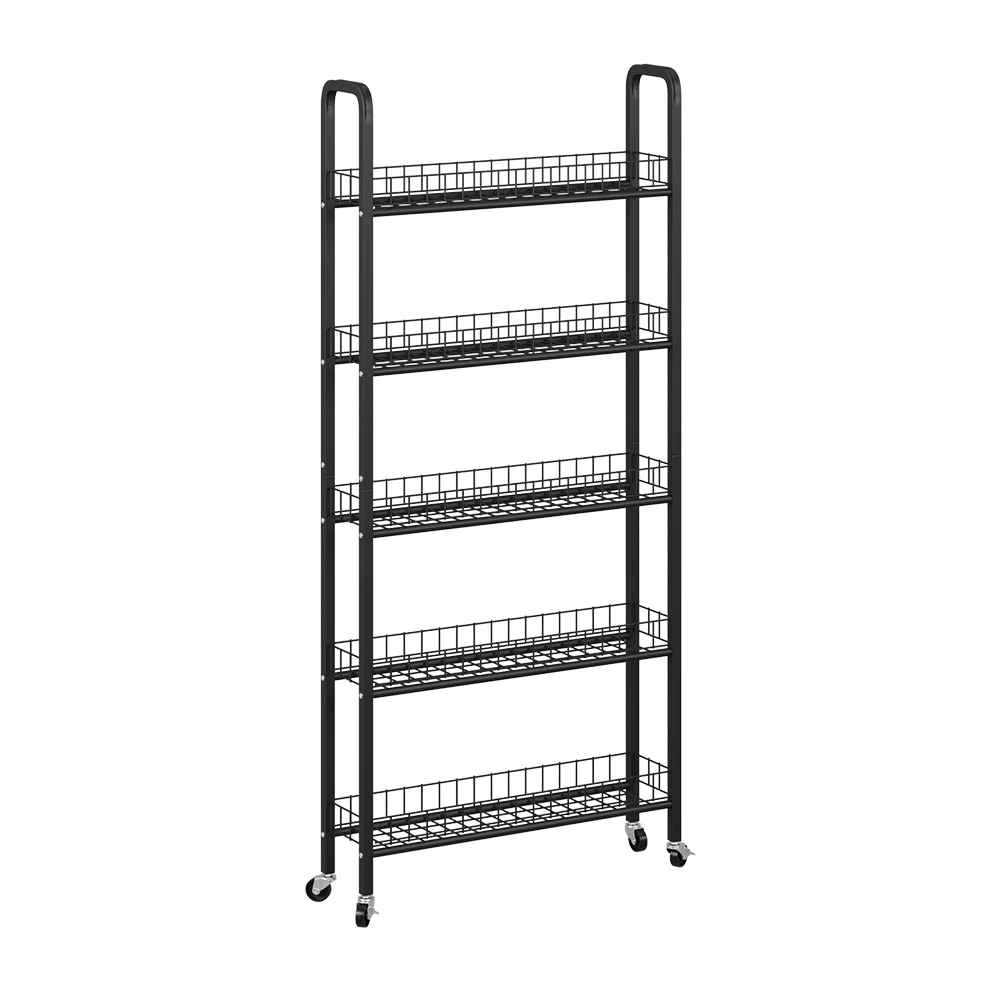 Verrijdbaar ladeblok Rolivo Zwart 58 x 15 cm met 5 compartimenten Vicco