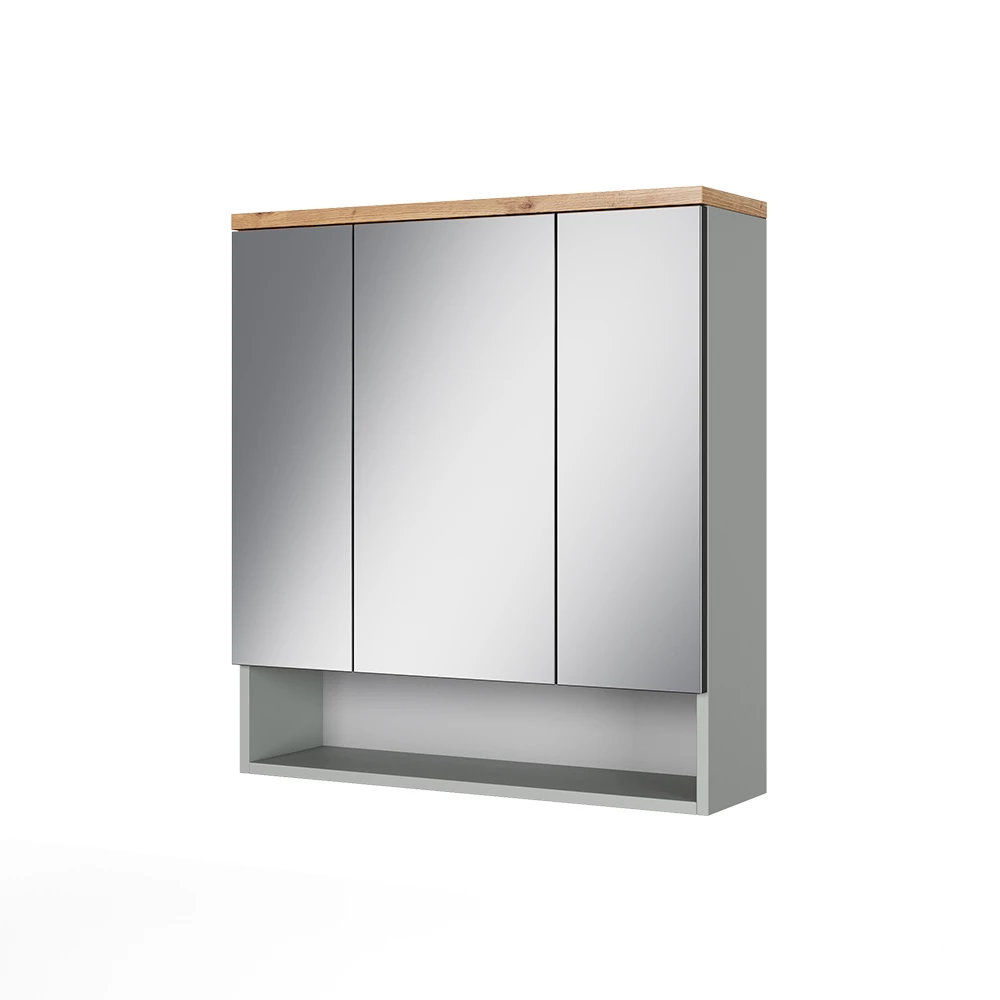 Badkamerspiegelkast Eden Grijs/Kunstnijverheid 70 x 77.5 cm met 3 spiegeldeuren Vicco