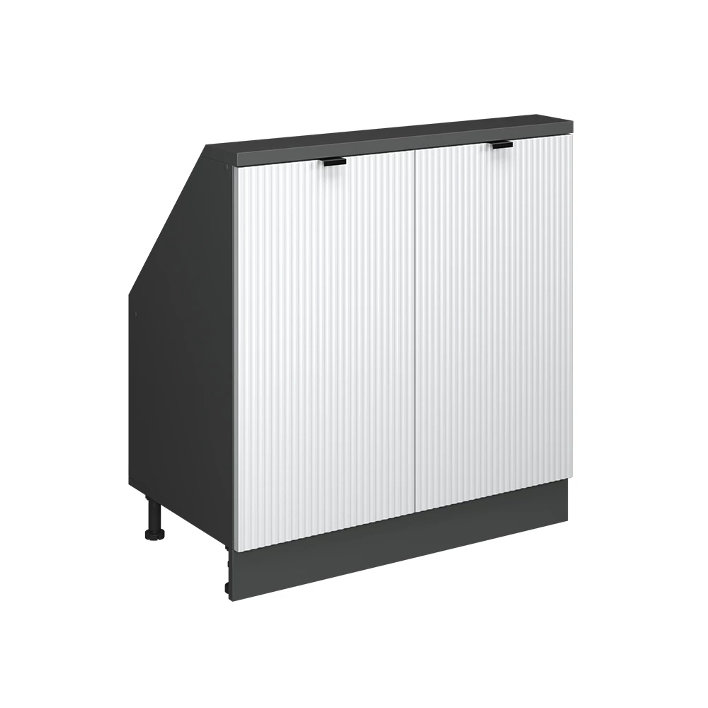 Kast voor schuine wand  Witte golf 80 x 81.6 cm met 2 deuren Vicco