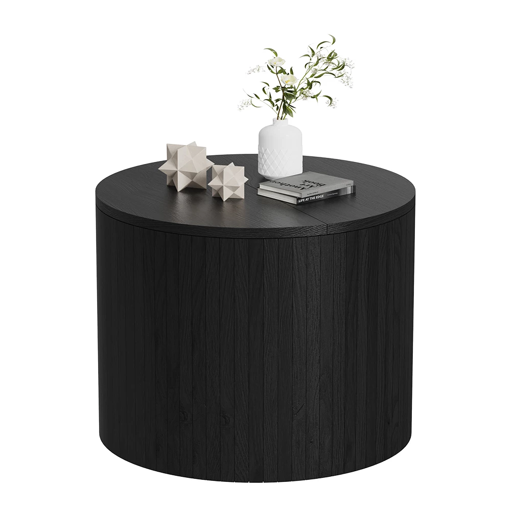 Salontafel Tavilo Eiken/zwart 48 x 48 cm Vicco