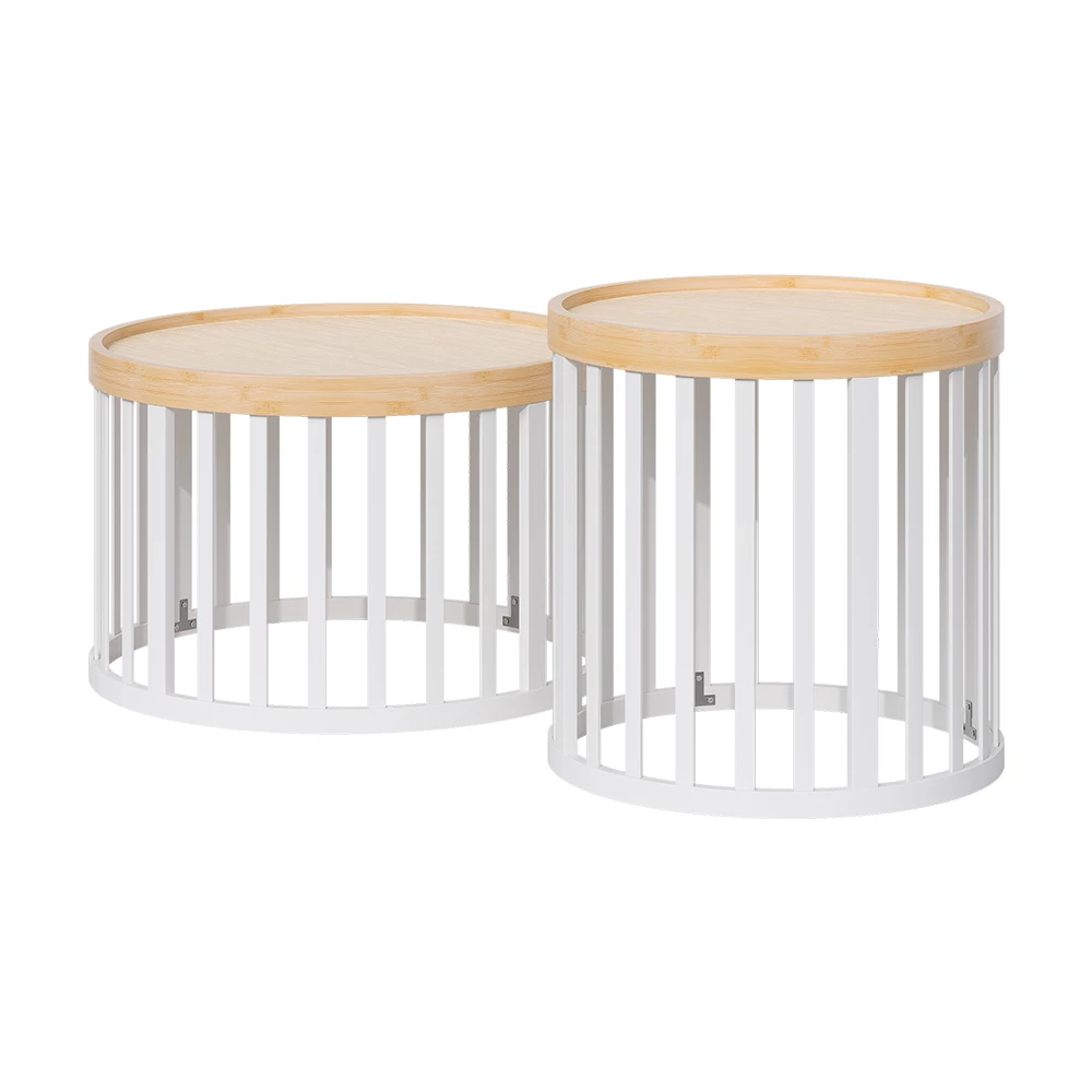 Salontafel set Enara Bamboe/Wit x cm met 2 delen Vicco
