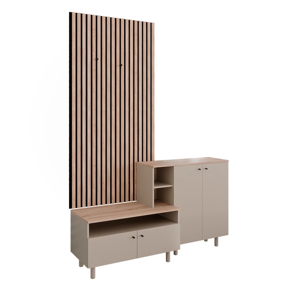 garderobeset Elano Grijs/Eiken 140 x 80 cm 2 delen Vicco