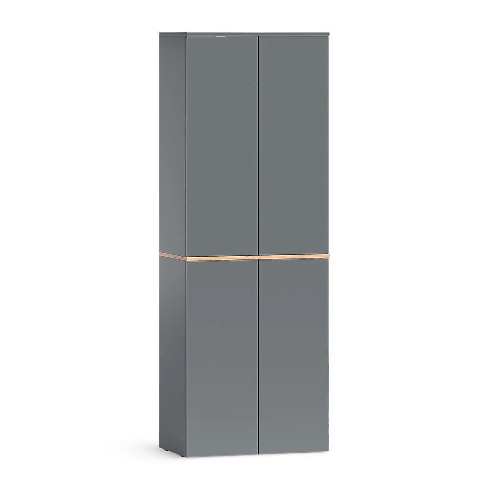 hoge kast Viktor Antraciet/Goudkleurig Eiken 68 x 188.6 cm met 6 gesloten compartimenten Vicco