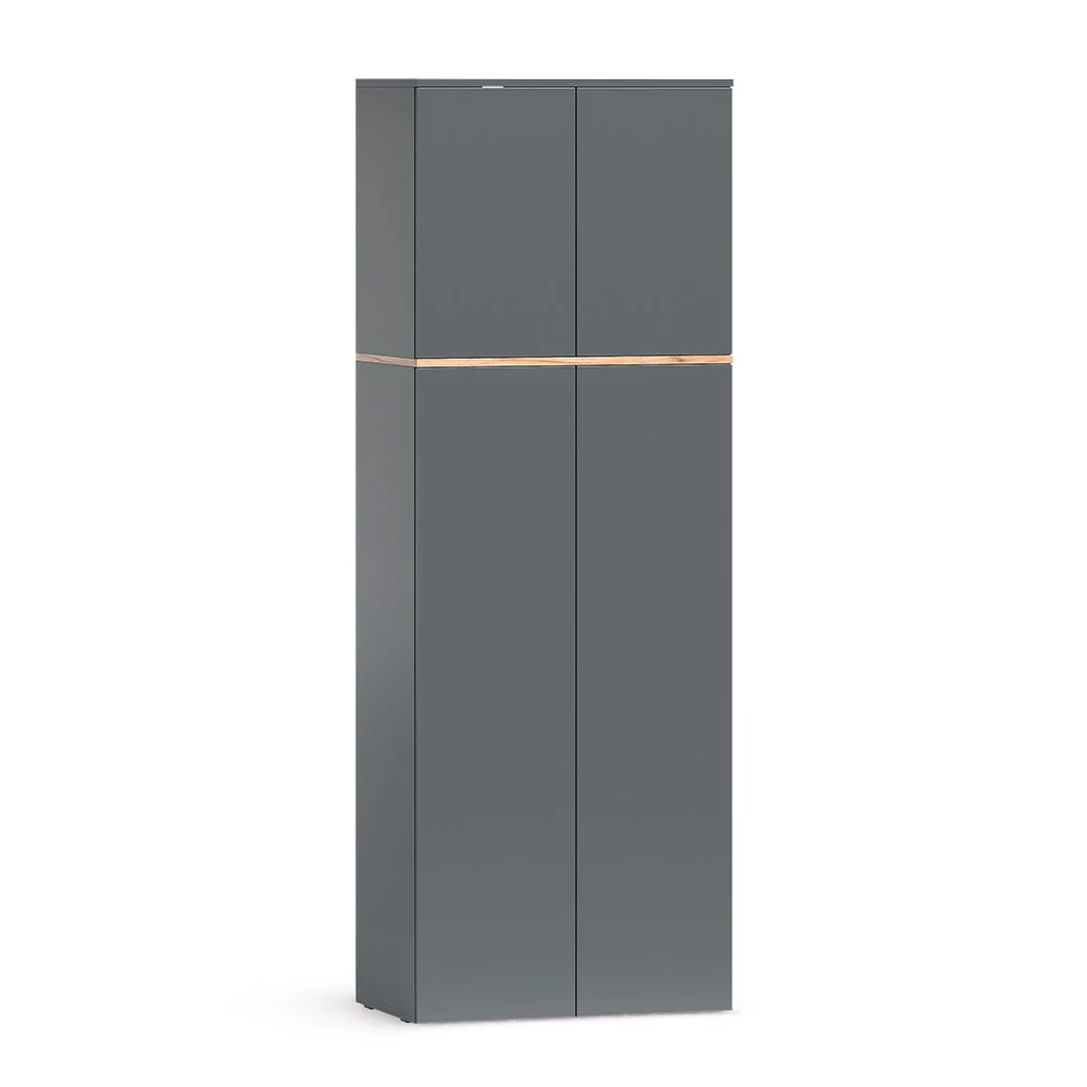 hoge kast Viktor Antraciet/Goudkleurig Eiken 68 x 188.6 cm met 8 gesloten compartimenten Vicco