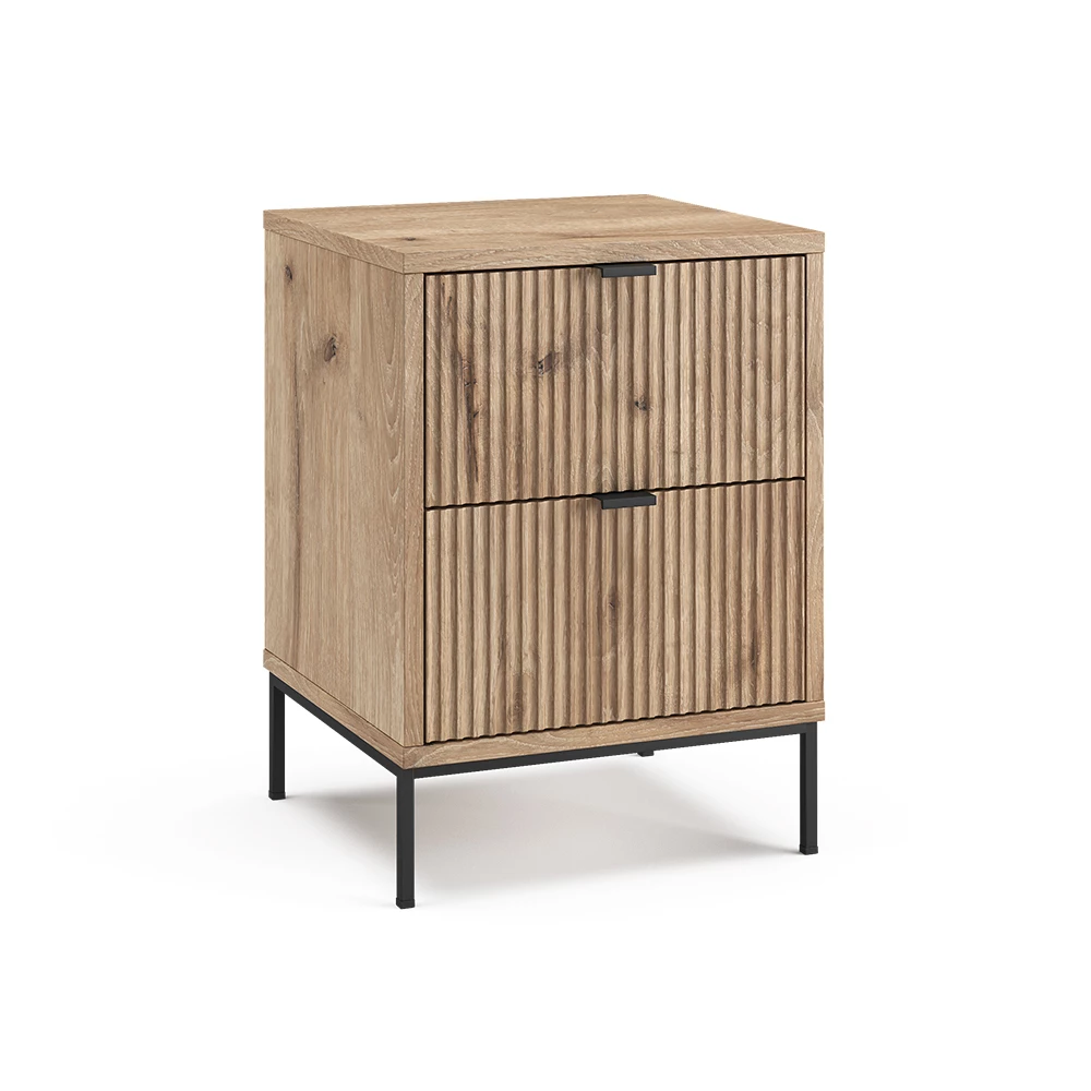 Nachtkastje Eliza Viking Eik/Zwart 40 x 55.4 cm met 2 laden Vicco
