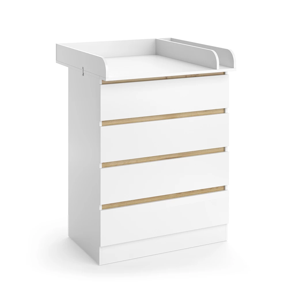 Commode Emmi Wit/Goudkleurig Eiken 80 x 111.7 cm met 4 laden Vitalispa