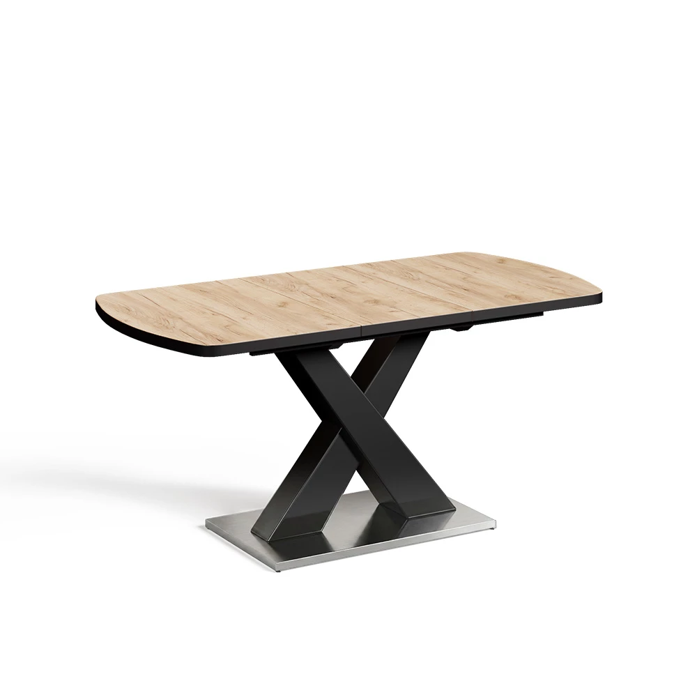 Eetkamertafel Chinto Zwart/eiken rustiek 120 x 80 cm Uitschuifbaar Vicco