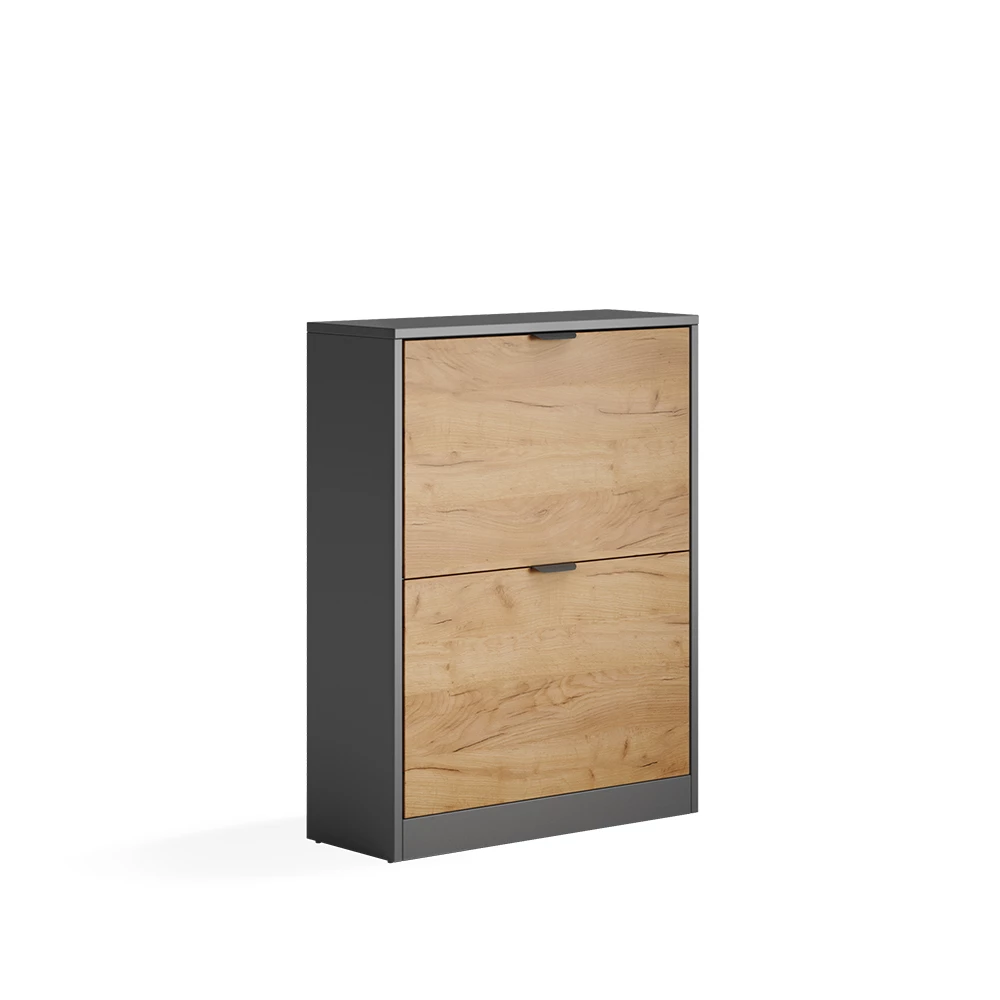 Schoenklaprek Gizmo Goudkleurig Eiken/Antraciet 59 x 77.6 cm met 2 compartimenten Vicco