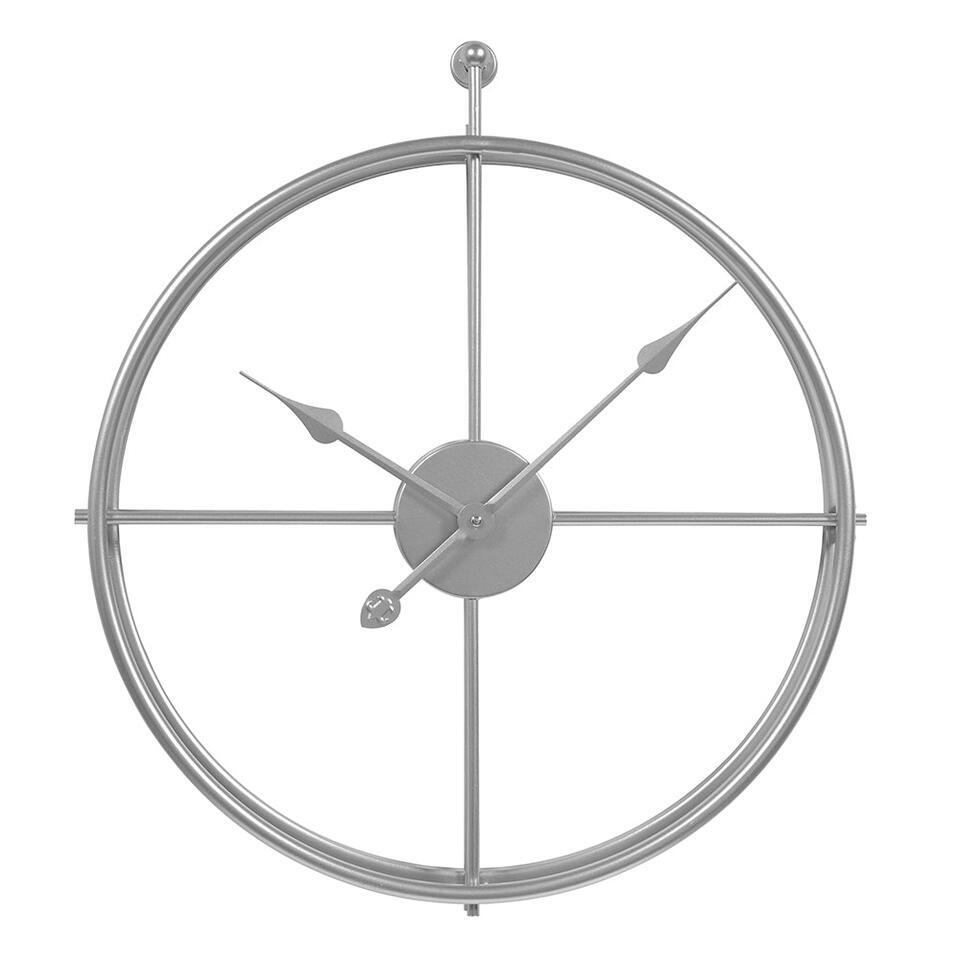 LW Collection Wandklok Alberto zilver 62cm