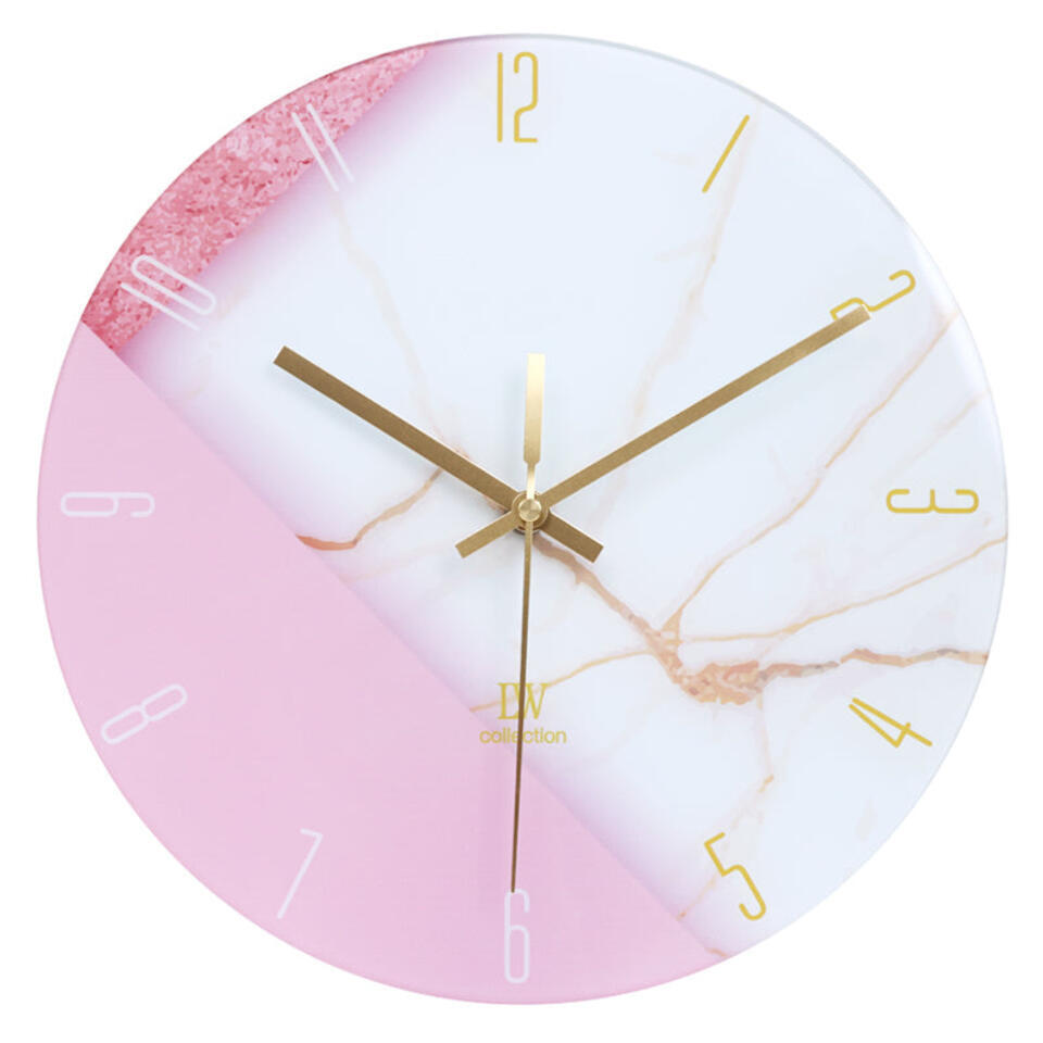 LW Collection Keukenklok Andrea wit roze 30cm